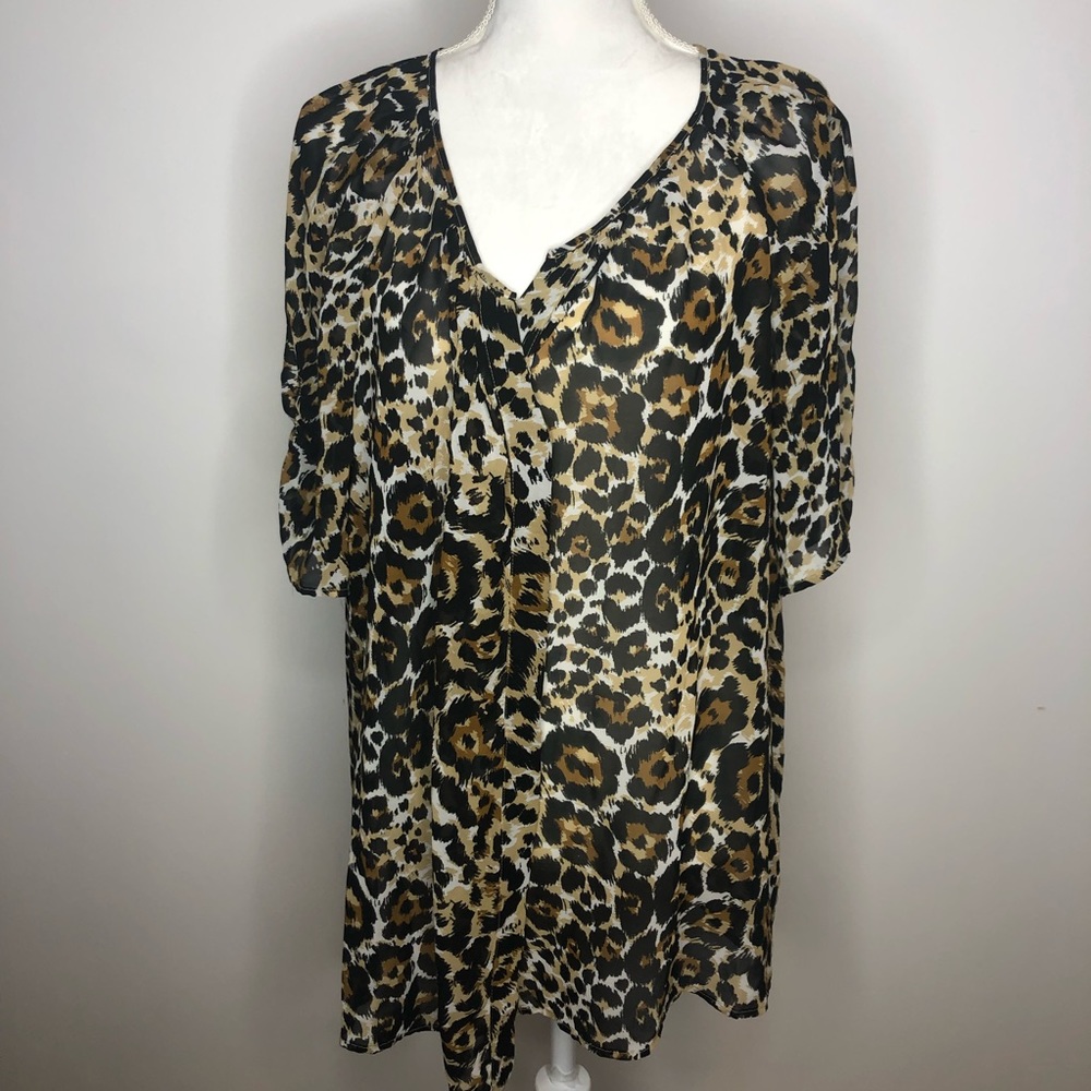 apt 9 leopard print button down blouse 3xl